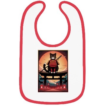 Discover Japanese Cat Samurai Cat Bibs