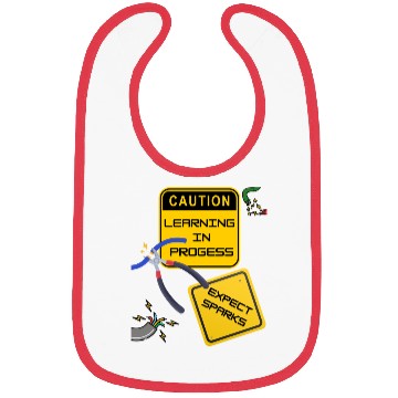 Discover Caution: Learning in Progress – Expect Sparks Bibs