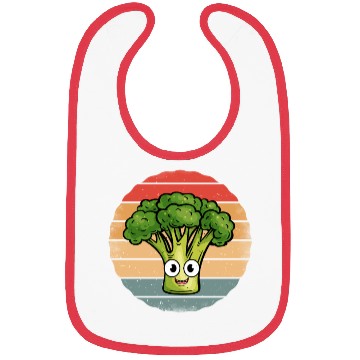 Discover Cute Smiling Broccoli Retro Vintage Sunset Bibs