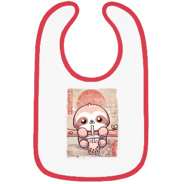 Discover Cute Kawaii Sloth Drinks Boba Tea Japanese Bibs