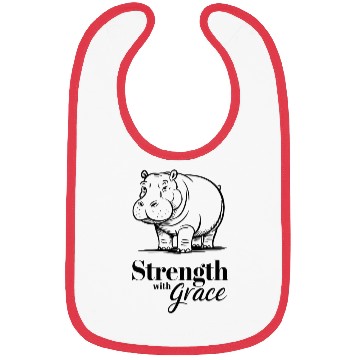 Discover Strength With Grace Hippo Illustration Artwork Bibs
