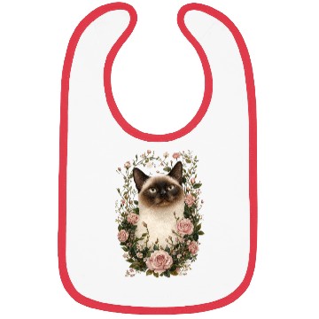 Discover Siamese Cat with Roses Bibs