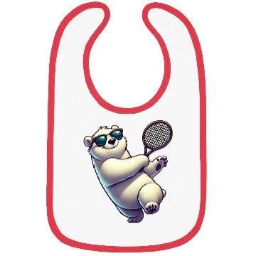Discover Polar Bear Tennis Player Arctic Cartoon Bibs