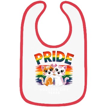Discover Pride Month Houston City Texas USA Rainbow Flag LG Bibs