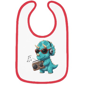 Discover Dino cartoon triceratops listening to music Bibs