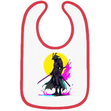 Discover Cyberpunk Samurai Warrior Neon Art Design Bibs