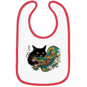 Discover Ukiyo-e Black Cat Chinese Dragon Bibs
