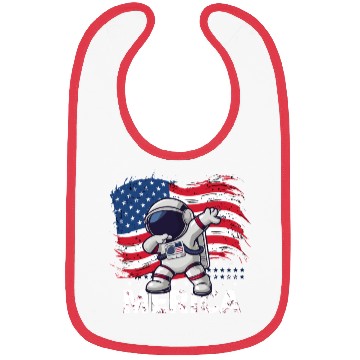 Discover Merica Astronaut Adventure Dab with American Flag Bibs