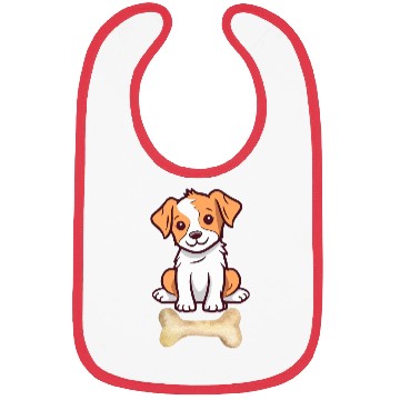 Discover Cute White and brown dog with bone Bibs