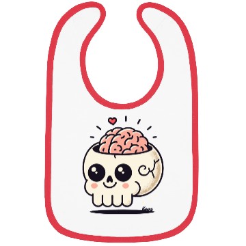 Discover Cute Skull with Brain & Heart Bibs