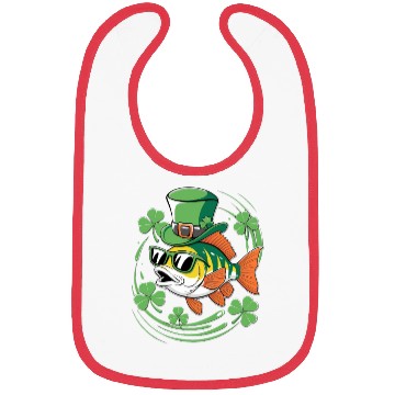 Discover St. Patrick's Day With Fish And Clover Leaves Bibs