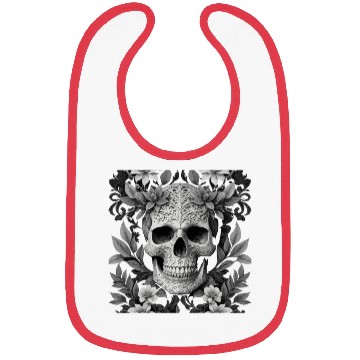Discover Floral Skull – Black & White Elegance Bibs