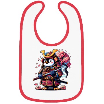Discover Penguin Samurai with Cherry Blossoms Bibs