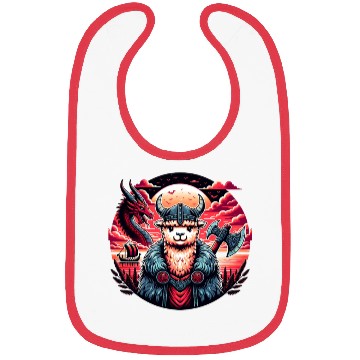 Discover Viking Alpaca Adventure Under Moonlit Skies Bibs