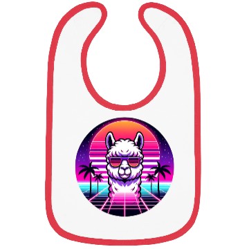 Discover Retro Cool Llama with Neon Sunset Vibes Bibs