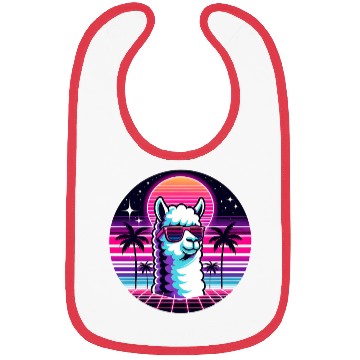 Discover Retro Neon Llama with Sunglasses Vibes Bibs