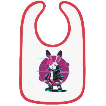 Discover Cyber Bunny with Futuristic Style and Neon Colors Bibs