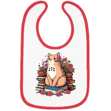 Discover Book Cat Floral Bibs