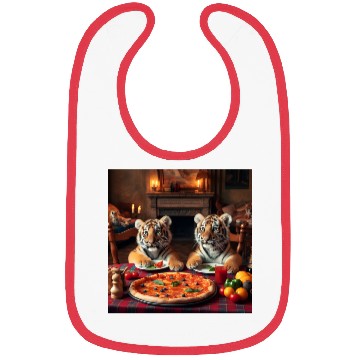 Discover Tiger Cubs eating pizza Bibs