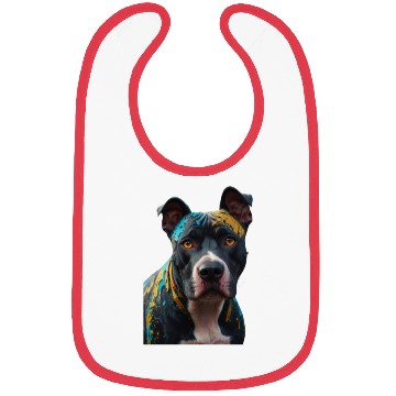 Discover A graffiti-style pitbull portrait, colorful street Bibs