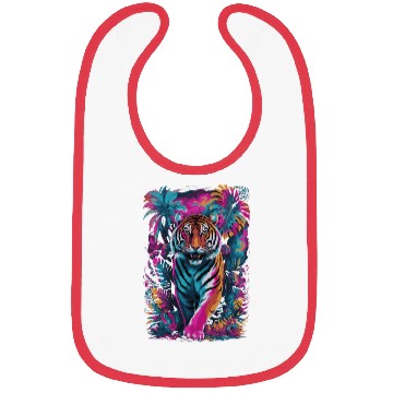 Discover Psychedelic Tiger in Vibrant Jungle Design Bibs