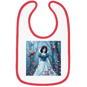 Discover Snow White fantasy with birds. Bibs