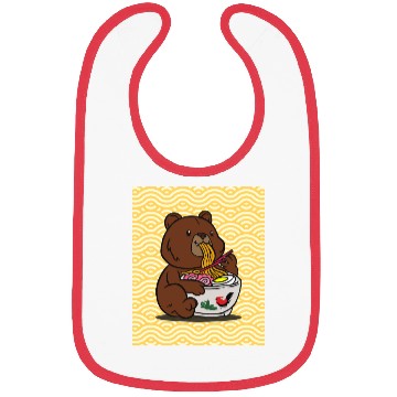 Discover Cute Bear Ramen - Kawaii Cartoon Brown Bear Bibs