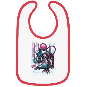 Discover Cyberpunk Neon Tiger Futuristic Design Bibs