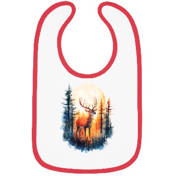 Discover Forest Deer Watercolor Illustration Bibs