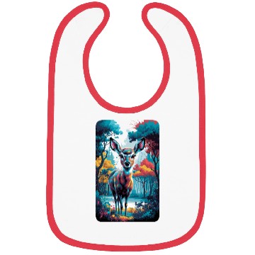 Discover Deer in the forest 7 rounded borders Bibs