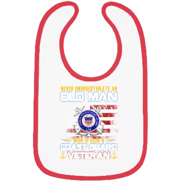 Discover Never Underestimate Old Man US Coast Guard Veteran Bibs