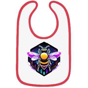 Discover A bee cyberpunk-style with glowing neon stripes Bibs