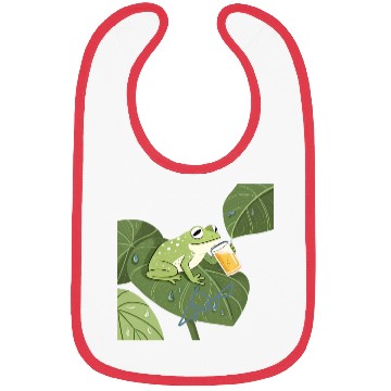 Discover Frog's Relaxing Moment with Beer on a Leaf Bibs