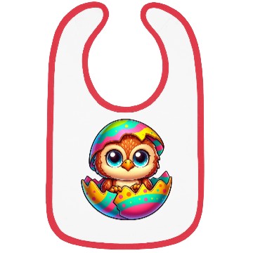 Discover Cute Owl Easter Egg Cartoon Hatching Colorful Bibs