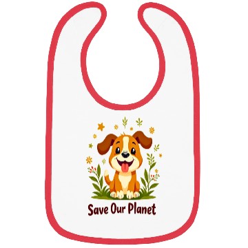 Discover Bibs - Cute Dog, Save Our Planet, Protect Earth