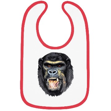 Discover Fierce Gorilla Head Design, Wild Animal Art Bibs