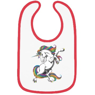 Discover Majestic Rainbow Unicorn Prancing with Vibrant Bibs