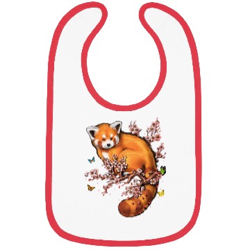 Discover Red Panda Cherry Blossom Bibs