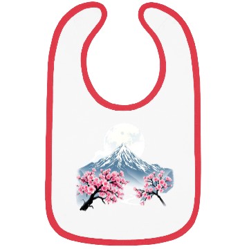 Discover Japanese mount fuji Sakura tree Cherry blossom Bibs