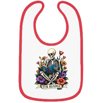 Discover The Reader Tarot Card Skeleton Reading a Book Bibs