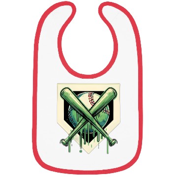 Discover Baseball and Bat Dripping Green Bibs