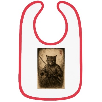 Discover Samurai Cat in Vintage Style Bibs