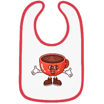 Discover Charming Coffee Cup Character Illustration Bibs