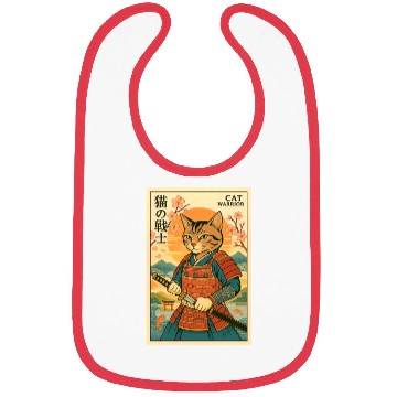 Discover Samurai Cat in Traditional Armor Art Bibs