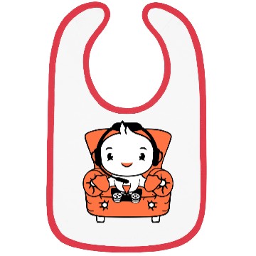 Discover Duck gamer gaming controller headset armchair cute Bibs