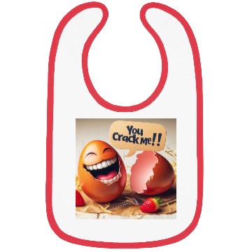 Discover A cracked Easter egg laughing with the caption Bibs