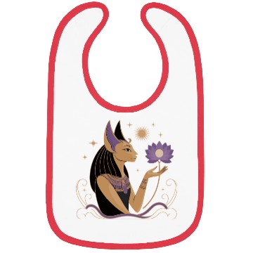Discover Serene Bastet Holding a Lotus Bibs