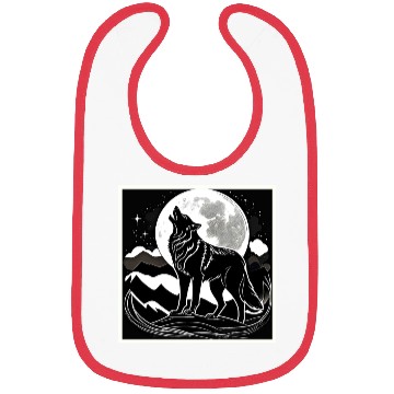 Discover Night Wolf Silhouette Design Bibs