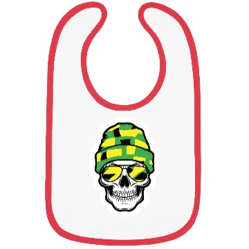Discover Human Skull Wearing Green Beanie Bibs
