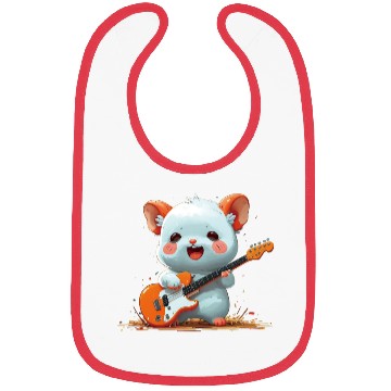 Discover Cute Cartoon Guitar Mouse Stickers Bibs